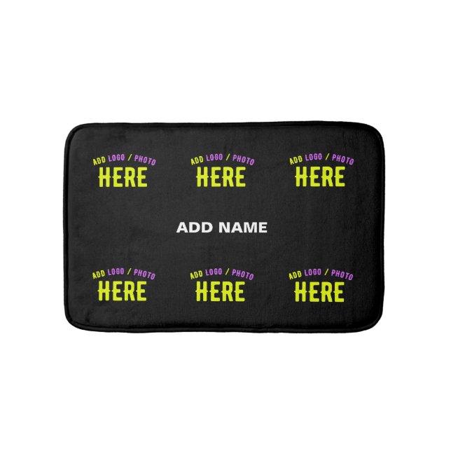 STYLISH MODERN CUSTOMIZABLE BLACK VERIFIED BRANDED BATH MAT (Front)