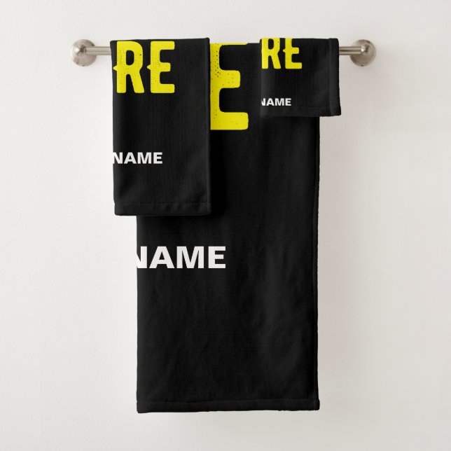 STYLISH MODERN CUSTOMIZABLE BLACK VERIFIED BRANDED BATH TOWEL SET (Insitu)