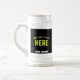 STYLISH MODERN CUSTOMIZABLE BLACK VERIFIED BRANDED BEER STEIN
