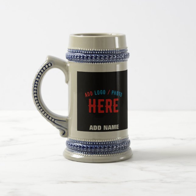 STYLISH MODERN CUSTOMIZABLE BLACK VERIFIED BRANDED BEER STEIN (Left)