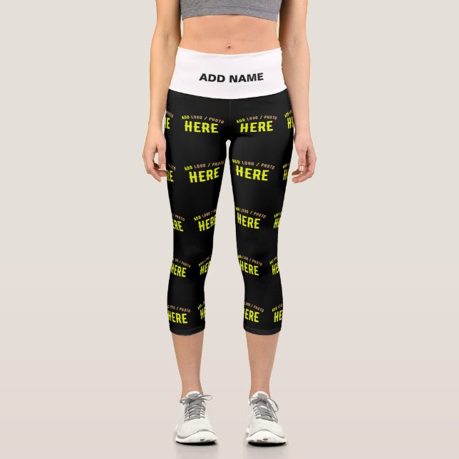 STYLISH MODERN CUSTOMIZABLE BLACK VERIFIED BRANDED CAPRI LEGGINGS (Front)