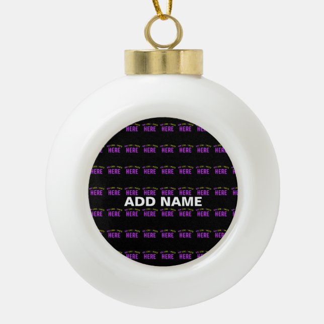 STYLISH MODERN CUSTOMIZABLE BLACK VERIFIED BRANDED CERAMIC BALL CHRISTMAS ORNAMENT (Front)
