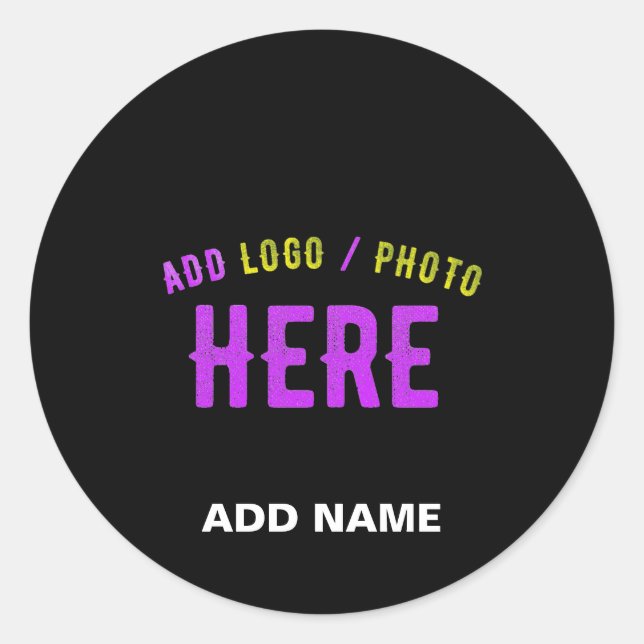 STYLISH MODERN CUSTOMIZABLE BLACK VERIFIED BRANDED CLASSIC ROUND STICKER (Front)