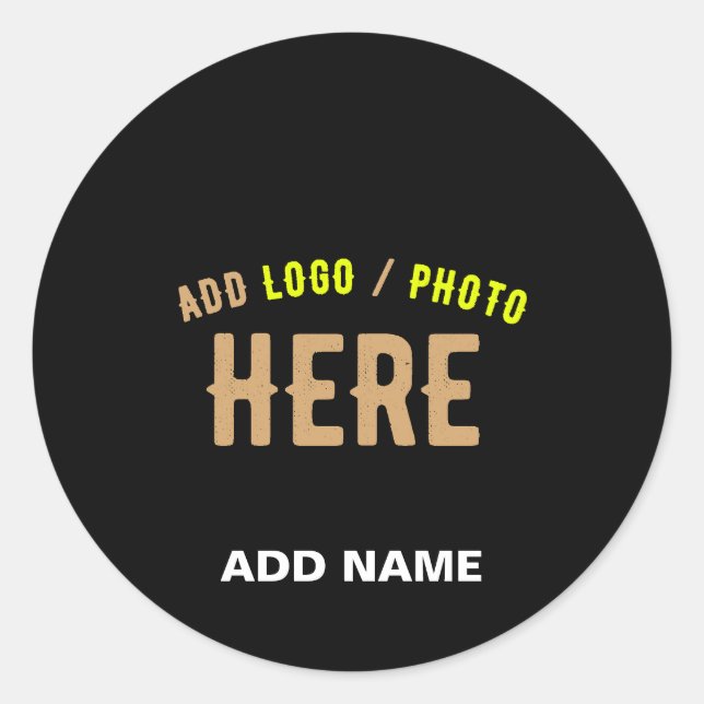 STYLISH MODERN CUSTOMIZABLE BLACK VERIFIED BRANDED CLASSIC ROUND STICKER (Front)