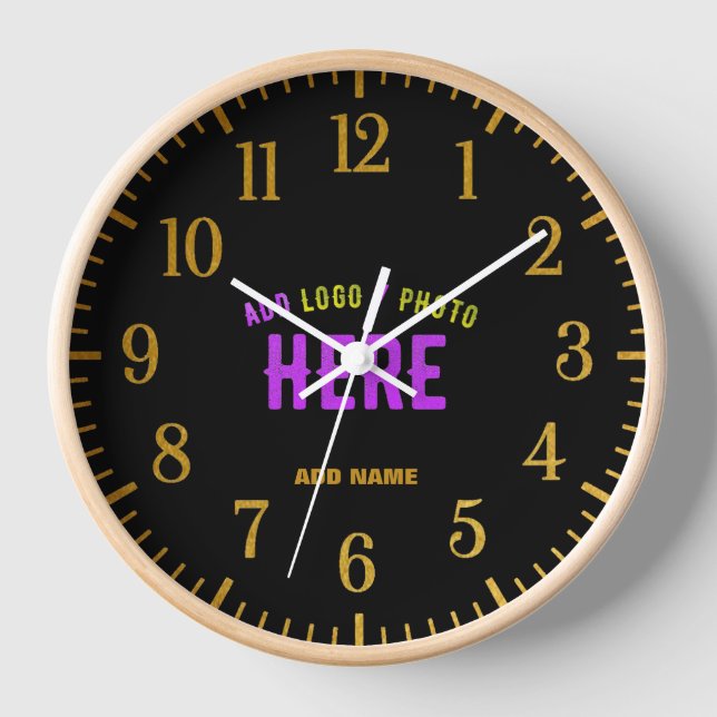 STYLISH MODERN CUSTOMIZABLE BLACK VERIFIED BRANDED CLOCK (Front)