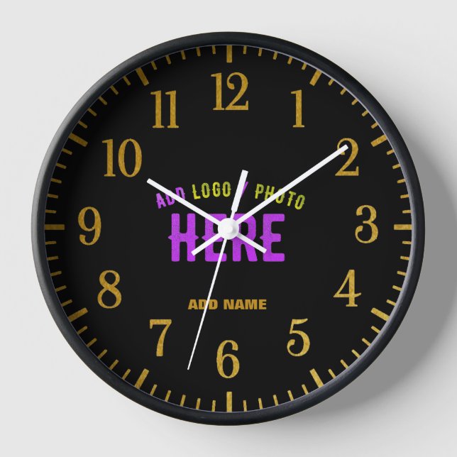 STYLISH MODERN CUSTOMIZABLE BLACK VERIFIED BRANDED CLOCK (Front)
