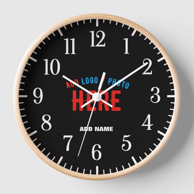 STYLISH MODERN CUSTOMIZABLE BLACK VERIFIED BRANDED CLOCK (Front)