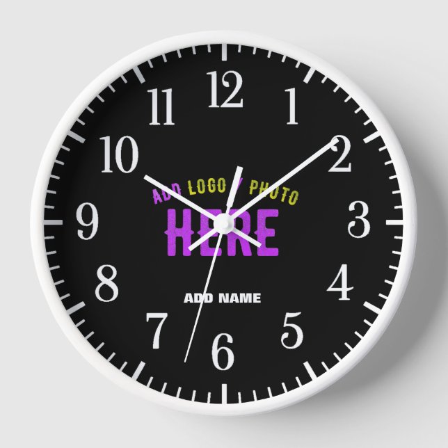 STYLISH MODERN CUSTOMIZABLE BLACK VERIFIED BRANDED CLOCK (Front)