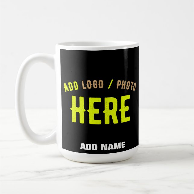 STYLISH MODERN CUSTOMIZABLE BLACK VERIFIED BRANDED COFFEE MUG (Left)