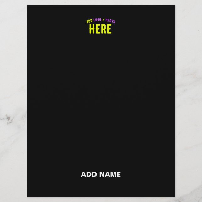 STYLISH MODERN CUSTOMIZABLE BLACK VERIFIED BRANDED CUSTOM LETTERHEAD (Front)
