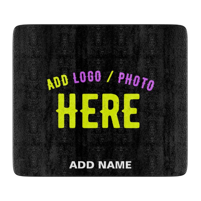 STYLISH MODERN CUSTOMIZABLE BLACK VERIFIED BRANDED CUTTING BOARD (Front)