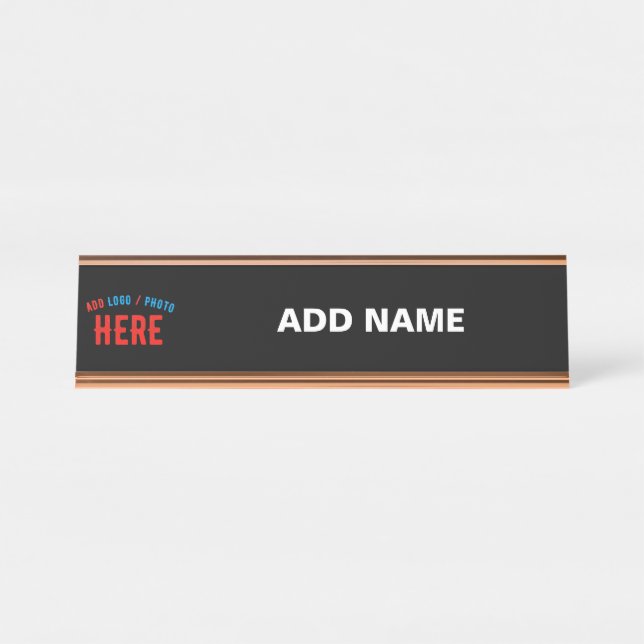 STYLISH MODERN CUSTOMIZABLE BLACK VERIFIED BRANDED DESK NAME PLATE (Front)