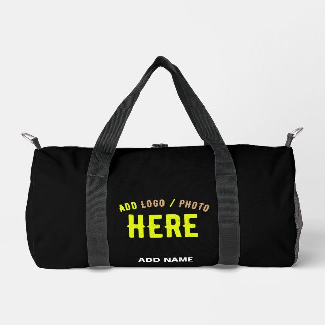 STYLISH MODERN CUSTOMIZABLE BLACK VERIFIED BRANDED DUFFLE BAG (Front)