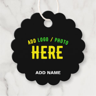 STYLISH MODERN CUSTOMIZABLE BLACK VERIFIED BRANDED FAVOUR TAGS