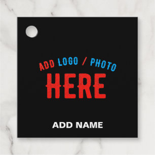 STYLISH MODERN CUSTOMIZABLE BLACK VERIFIED BRANDED FAVOUR TAGS