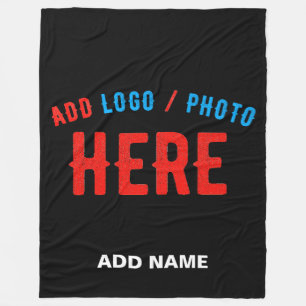 STYLISH MODERN CUSTOMIZABLE BLACK VERIFIED BRANDED FLEECE BLANKET