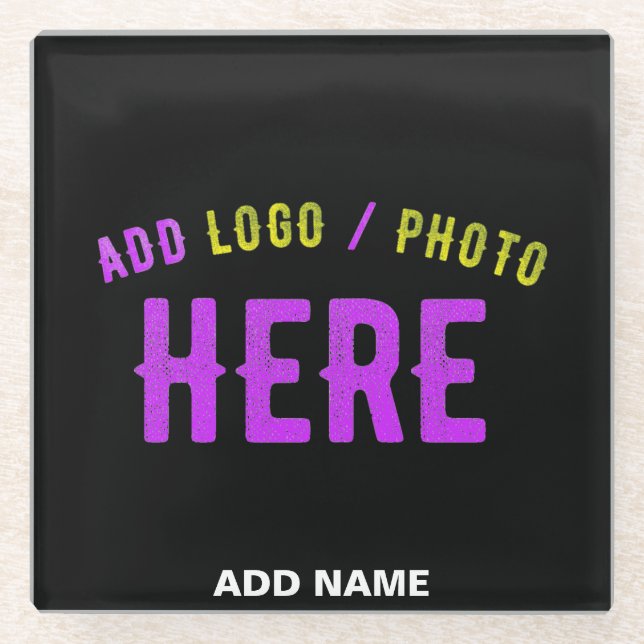STYLISH MODERN CUSTOMIZABLE BLACK VERIFIED BRANDED GLASS COASTER (Front)