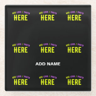 STYLISH MODERN CUSTOMIZABLE BLACK VERIFIED BRANDED GLASS COASTER