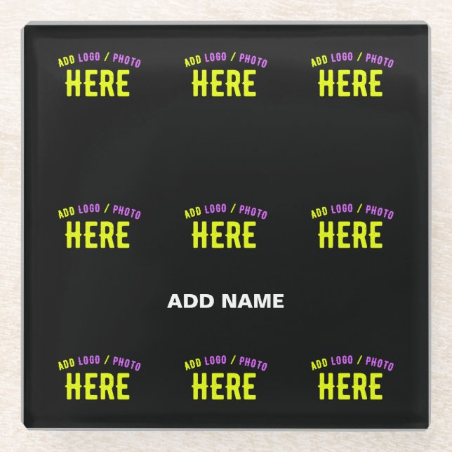 STYLISH MODERN CUSTOMIZABLE BLACK VERIFIED BRANDED GLASS COASTER (Front)