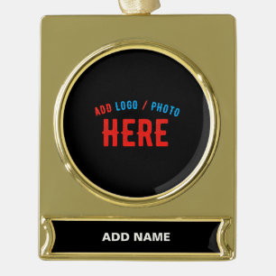 STYLISH MODERN CUSTOMIZABLE BLACK VERIFIED BRANDED GOLD PLATED BANNER ORNAMENT