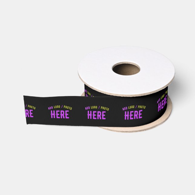 STYLISH MODERN CUSTOMIZABLE BLACK VERIFIED BRANDED GROSGRAIN RIBBON (Spool)