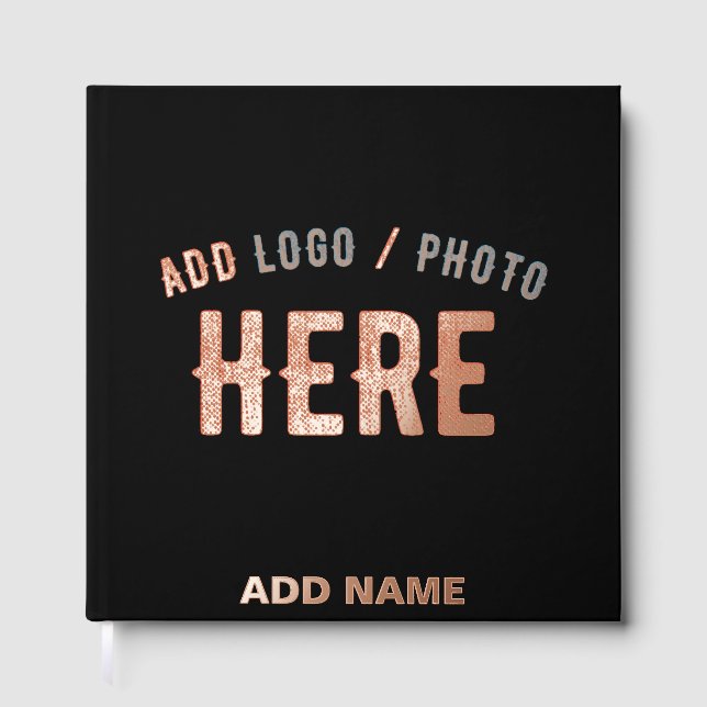 STYLISH MODERN CUSTOMIZABLE BLACK VERIFIED BRANDED GUEST BOOK (Front)
