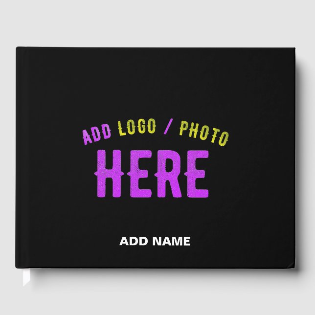 STYLISH MODERN CUSTOMIZABLE BLACK VERIFIED BRANDED GUEST BOOK (Front)