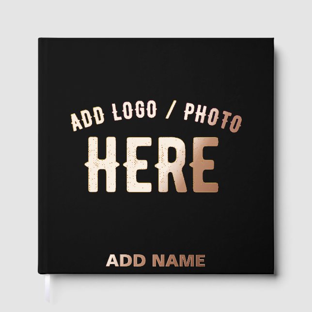 STYLISH MODERN CUSTOMIZABLE BLACK VERIFIED BRANDED GUEST BOOK (Front)