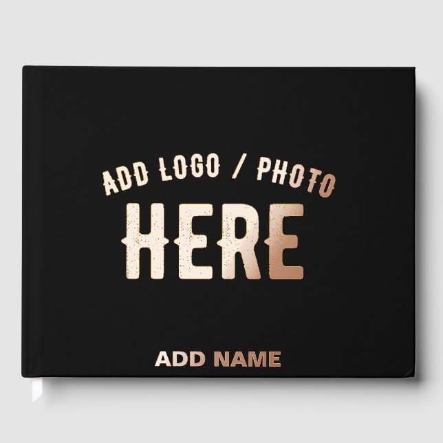 STYLISH MODERN CUSTOMIZABLE BLACK VERIFIED BRANDED GUEST BOOK (Front)