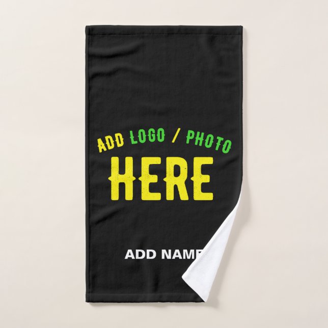 STYLISH MODERN CUSTOMIZABLE BLACK VERIFIED BRANDED HAND TOWEL (Hand Towel)