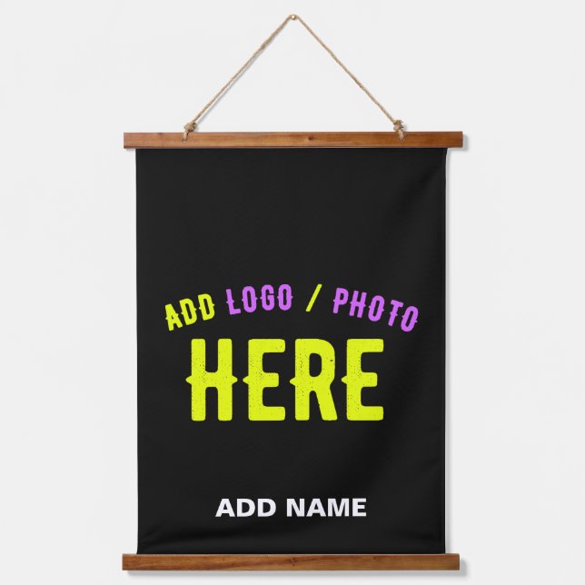 STYLISH MODERN CUSTOMIZABLE BLACK VERIFIED BRANDED HANGING TAPESTRY (Front)