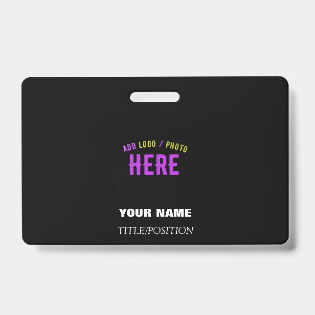 STYLISH MODERN CUSTOMIZABLE BLACK VERIFIED BRANDED ID BADGE (Front)
