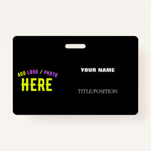 STYLISH MODERN CUSTOMIZABLE BLACK VERIFIED BRANDED ID BADGE