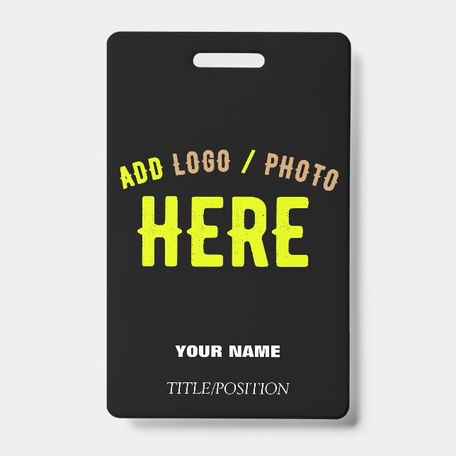STYLISH MODERN CUSTOMIZABLE BLACK VERIFIED BRANDED ID BADGE (Front)