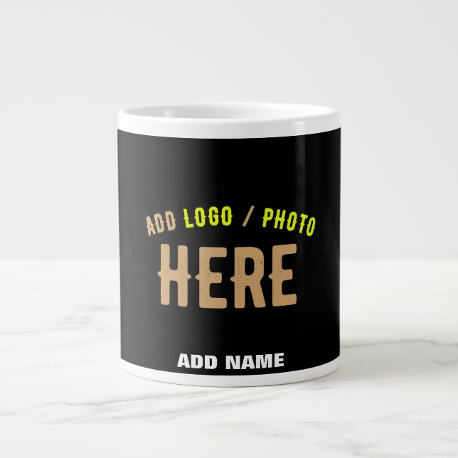 STYLISH MODERN CUSTOMIZABLE BLACK VERIFIED BRANDED LARGE COFFEE MUG (Front)