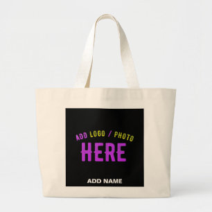 STYLISH MODERN CUSTOMIZABLE BLACK VERIFIED BRANDED LARGE TOTE BAG