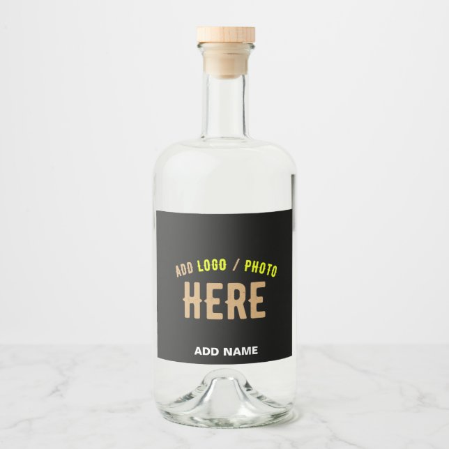 STYLISH MODERN CUSTOMIZABLE BLACK VERIFIED BRANDED LIQUOR BOTTLE LABEL (Front)