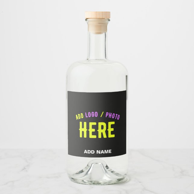 STYLISH MODERN CUSTOMIZABLE BLACK VERIFIED BRANDED LIQUOR BOTTLE LABEL (Front)