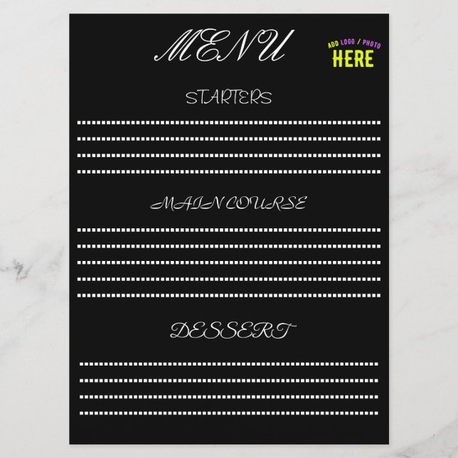 STYLISH MODERN CUSTOMIZABLE BLACK VERIFIED BRANDED MENU (Front)