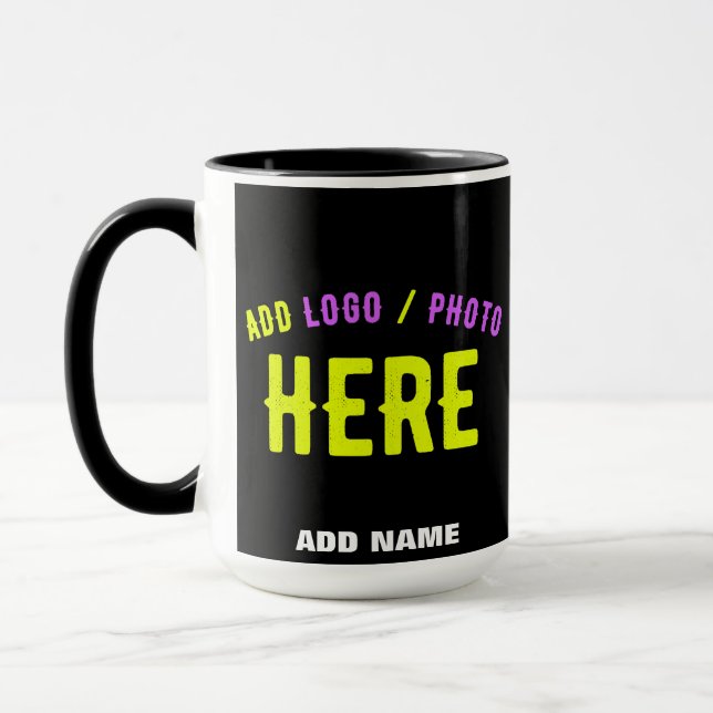 STYLISH MODERN CUSTOMIZABLE BLACK VERIFIED BRANDED MUG (Left)
