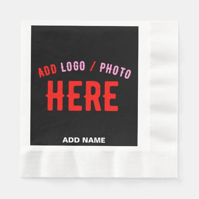 STYLISH MODERN CUSTOMIZABLE BLACK VERIFIED BRANDED NAPKIN (Front)