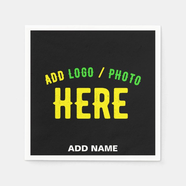 STYLISH MODERN CUSTOMIZABLE BLACK VERIFIED BRANDED NAPKIN (Front)