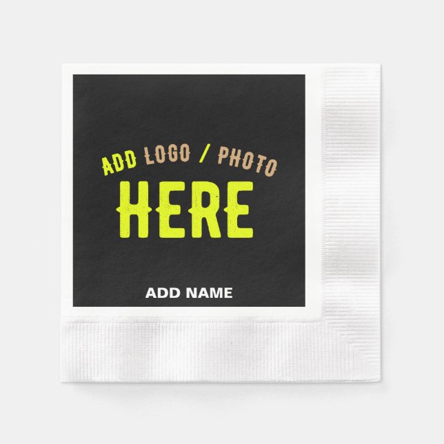 STYLISH MODERN CUSTOMIZABLE BLACK VERIFIED BRANDED NAPKIN (Front)