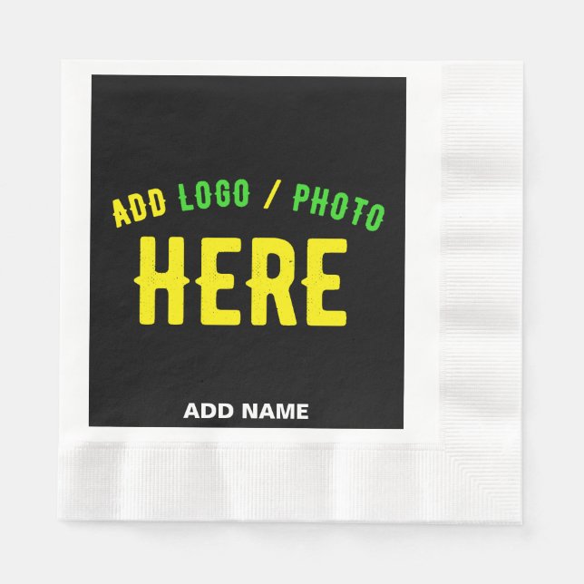 STYLISH MODERN CUSTOMIZABLE BLACK VERIFIED BRANDED NAPKIN (Front)