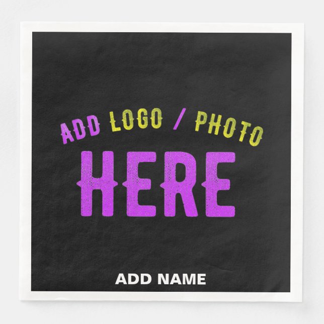 STYLISH MODERN CUSTOMIZABLE BLACK VERIFIED BRANDED NAPKIN (Front)