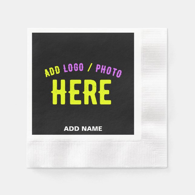 STYLISH MODERN CUSTOMIZABLE BLACK VERIFIED BRANDED NAPKIN (Front)