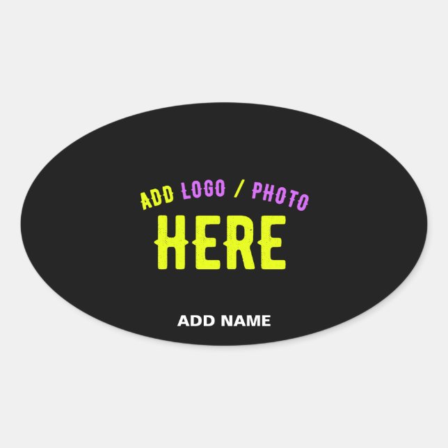 STYLISH MODERN CUSTOMIZABLE BLACK VERIFIED BRANDED OVAL STICKER (Front)