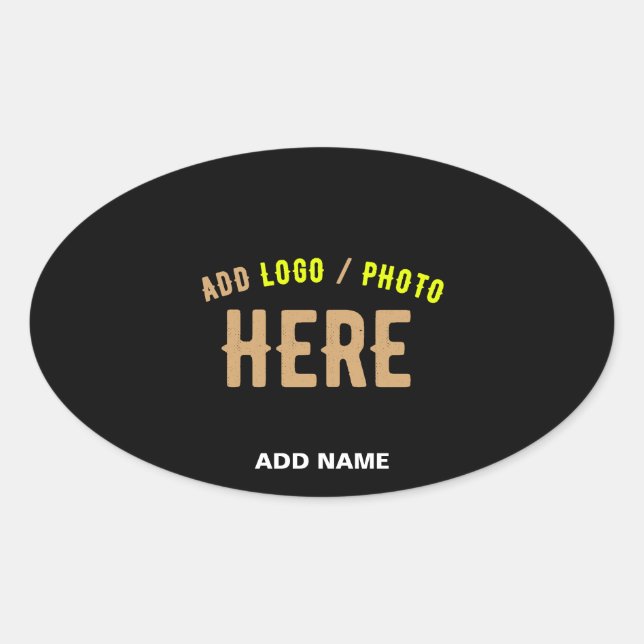 STYLISH MODERN CUSTOMIZABLE BLACK VERIFIED BRANDED OVAL STICKER (Front)