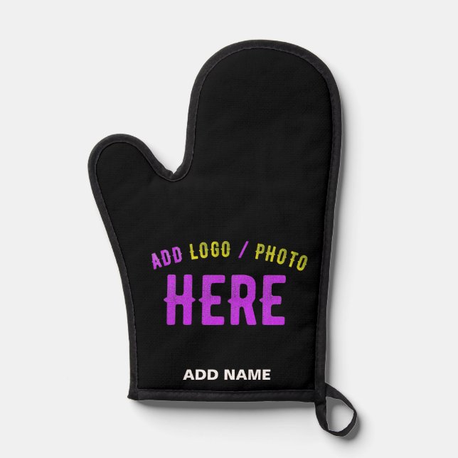 STYLISH MODERN CUSTOMIZABLE BLACK VERIFIED BRANDED OVEN MITT (Front)