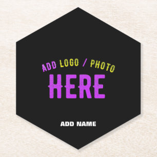 STYLISH MODERN CUSTOMIZABLE BLACK VERIFIED BRANDED PAPER COASTER